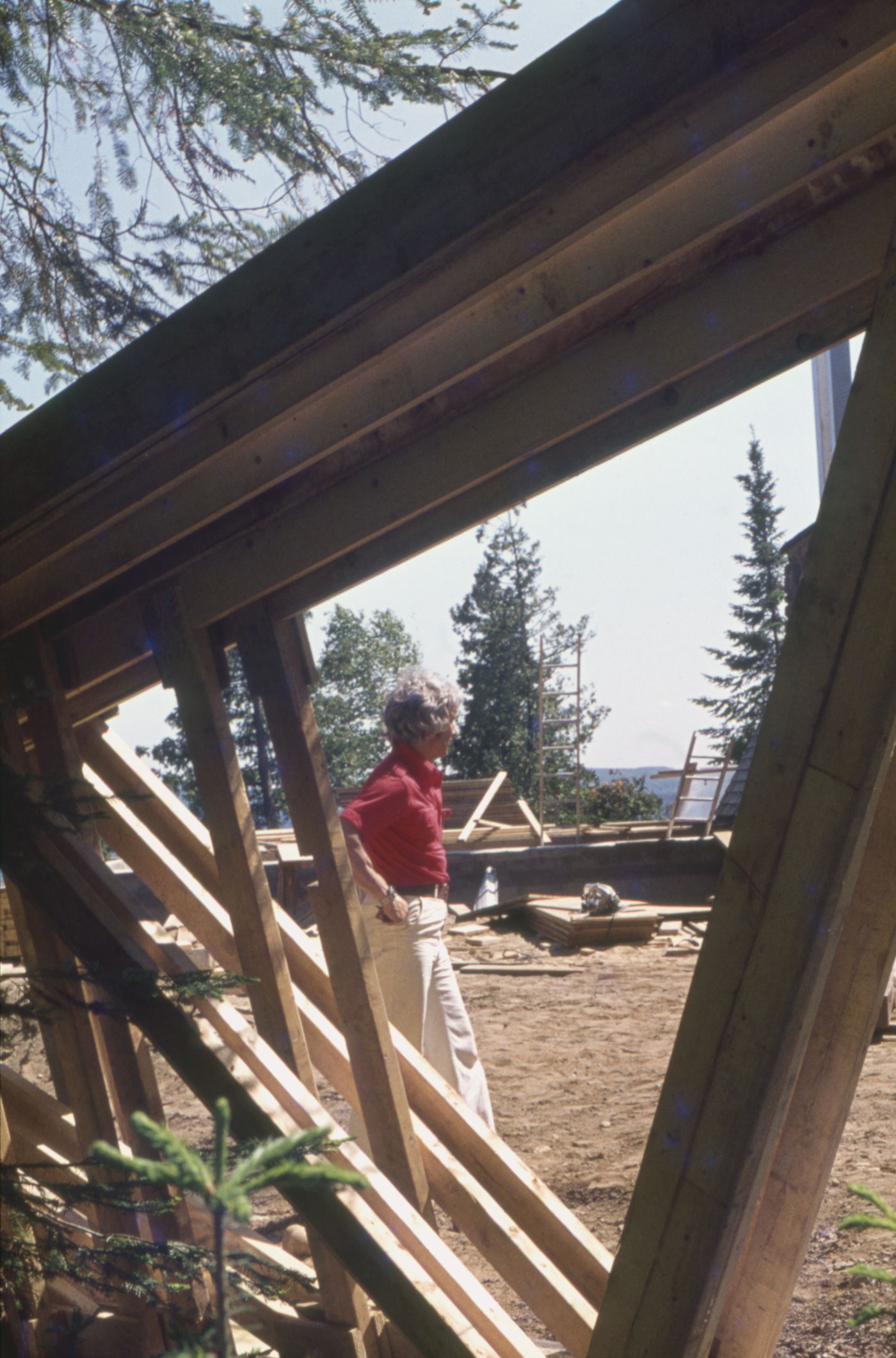 Vue des travaux de construction, Maison du docteur Simon Richer, Nominingue, Québec, Canada