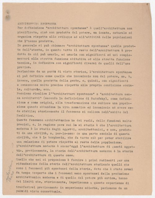 Notes on spontaneous architecture for Pettena teaching at the University of Florence