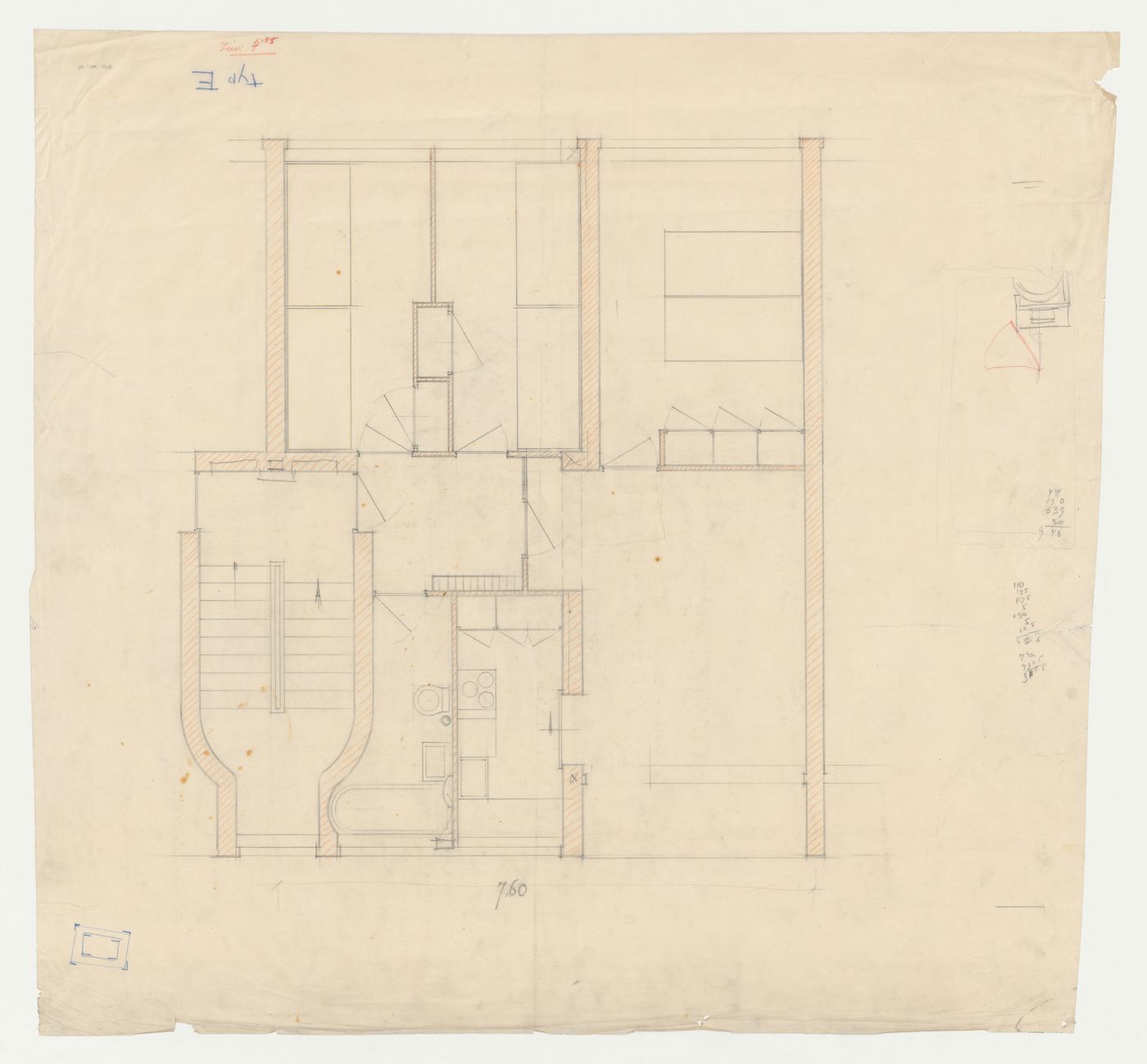 Plan for a type E housing unit, probably for Hellerhof Housing Estate, Frankfurt am Main, Germany