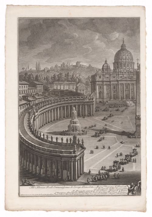 A view of the piazza and basilica of Saint Peter's, Rome