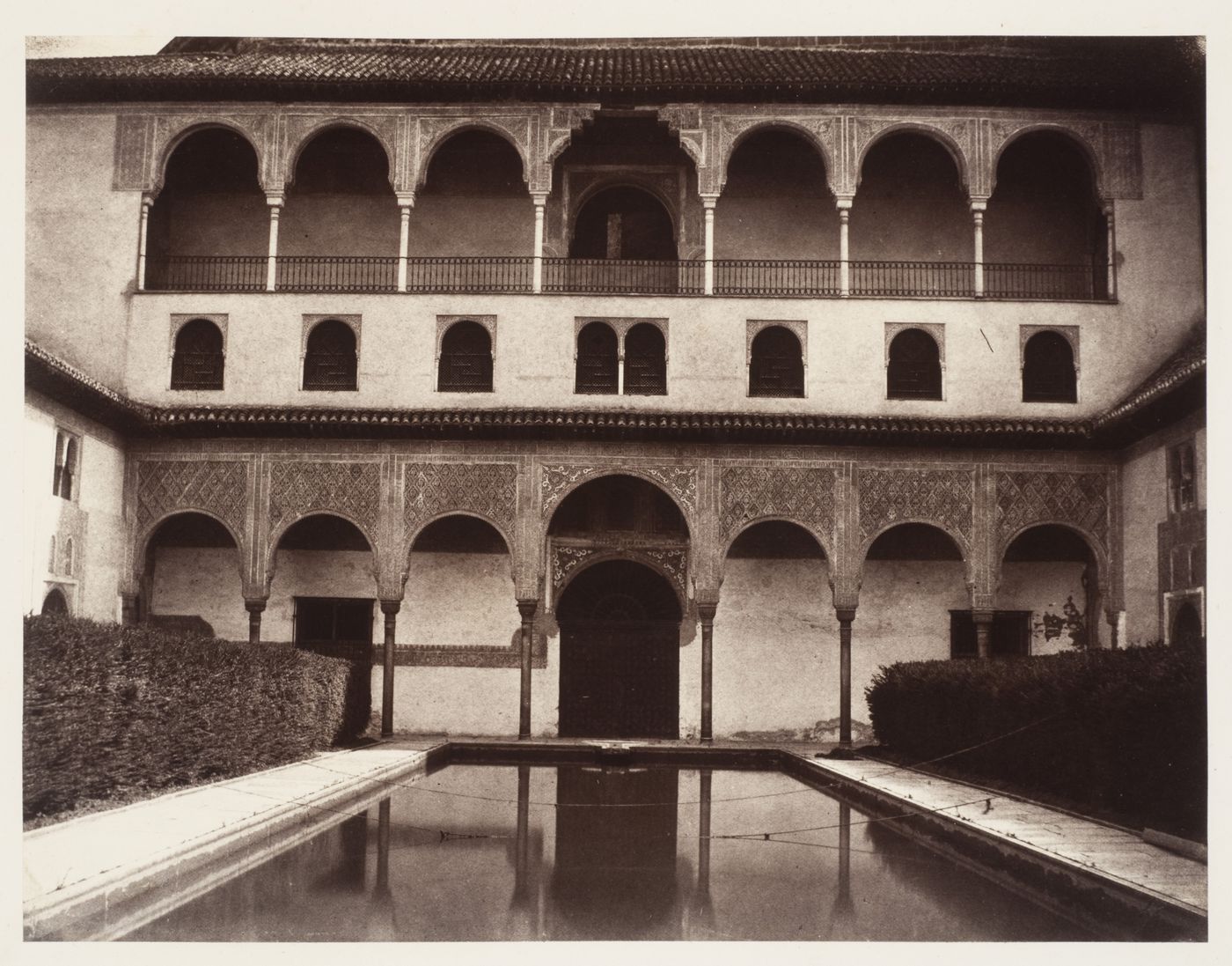 View of Ambassadors' Hall [Salón de Embajadores] from across the courtyard, Alhambra, Granada, Spain