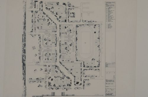 Town centre layout and elevations for area development of Indore scheme by Vastu-Shilpa Foundation