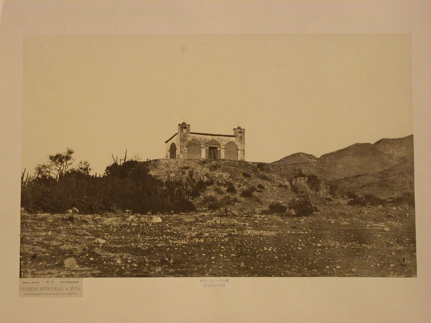 View of the Chapel of the Calvary on top of an ancient man-made hill, Adobe Group, Mitla, Mexico