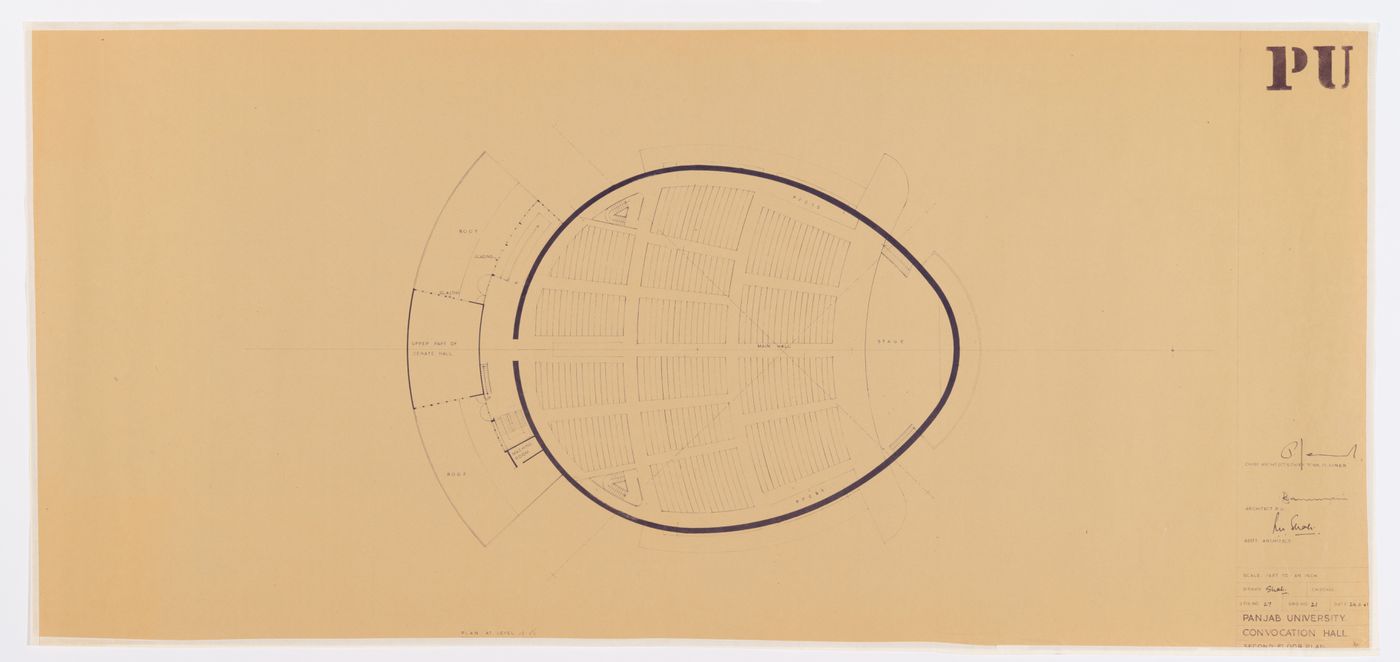 Floor plan for the Ghandi Bawan, Punjab University, Sector 14, à Chandigarh, India