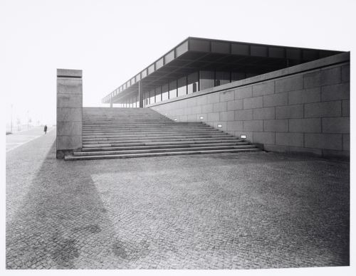 View of a staircase and the Exhibition Pavilion, New National Gallery, Berlin, Germany
