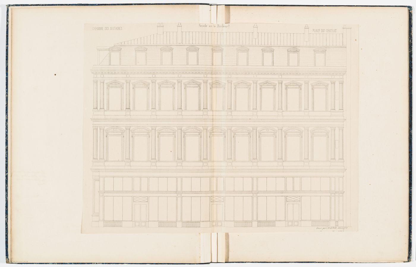 Side elevation for the Chambre des Notaires, boulevard du Centre, now boulevard de Sebastopol