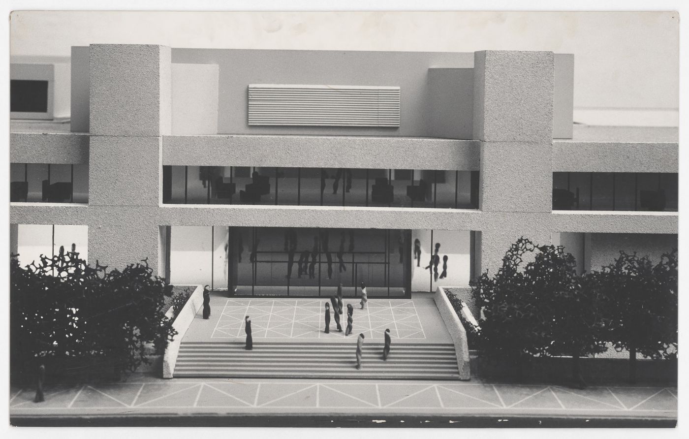 Presentation board showing photo of project model, Henry Moore Sculpture Centre, Art Gallery of Ontario, Stage I Expansion, Toronto