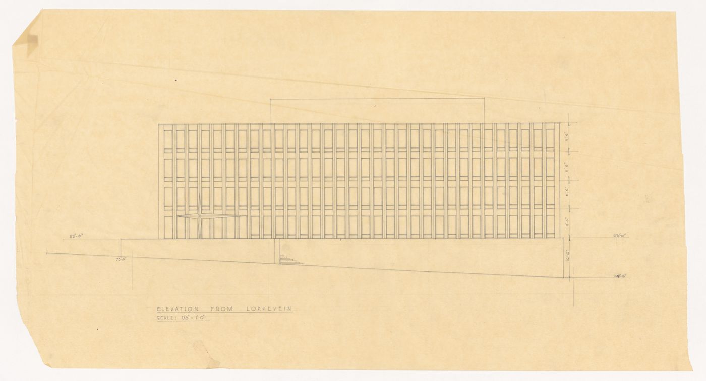 Elevation from Løkkeveien Street for United States Embassy, Oslo, Norway