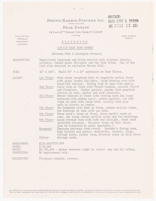 Description of property at 123-125 East 35th Street