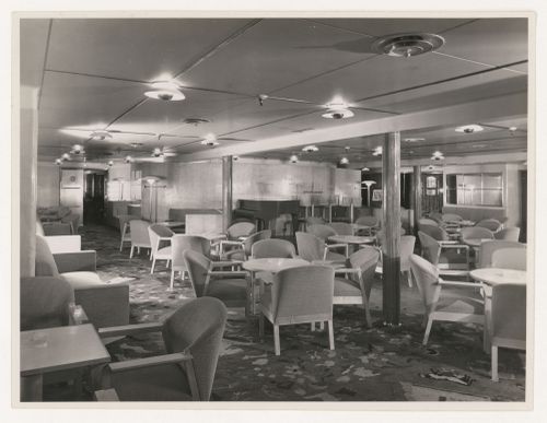 Interior view of the tourist-class lounge of the S.s. Nieuw Amsterdam