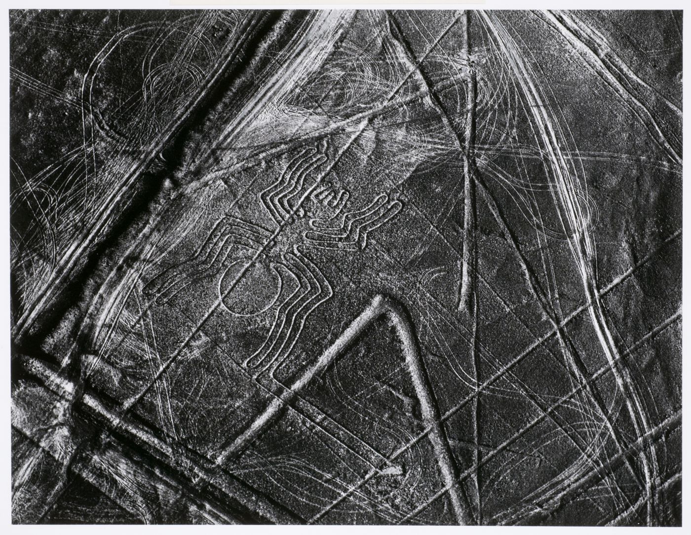 Aerial view of the ancient earthwork "Spider", Nazca, Peru