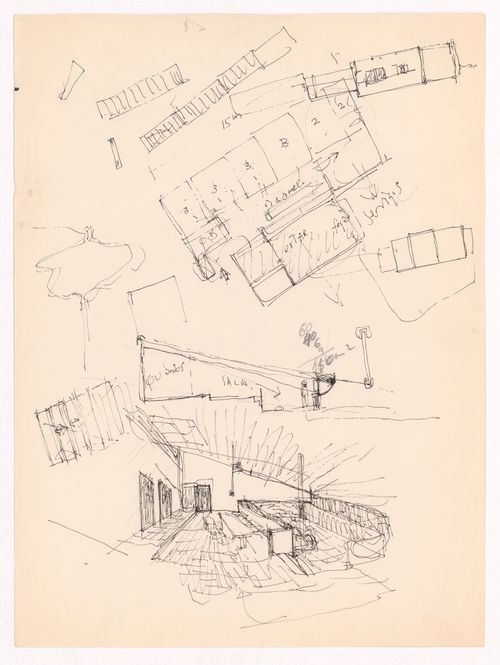 Sketch plan and perspective for Casa Rui Feijó, Moledo do Minho, Caminha, Portugal