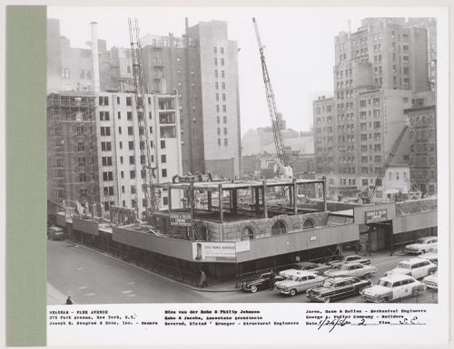Seagram building under construction, 375 Park avenue, New York, N.Y., south-east view