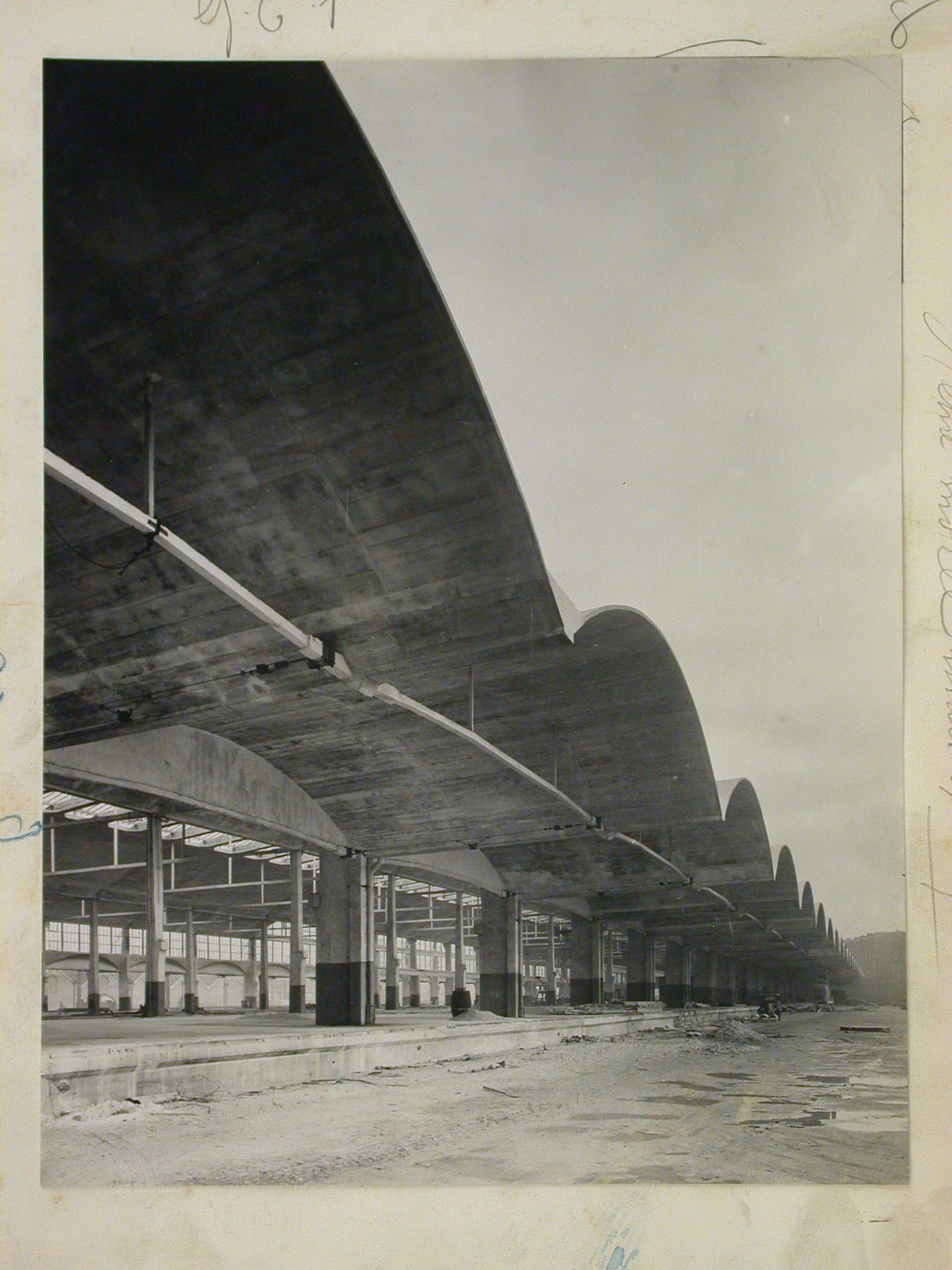 View of the freight forwarding area of the train station Paris-Austerlitz by the Société des Entreprises Limousin & Cie (procédés Freyssinet), Paris, France