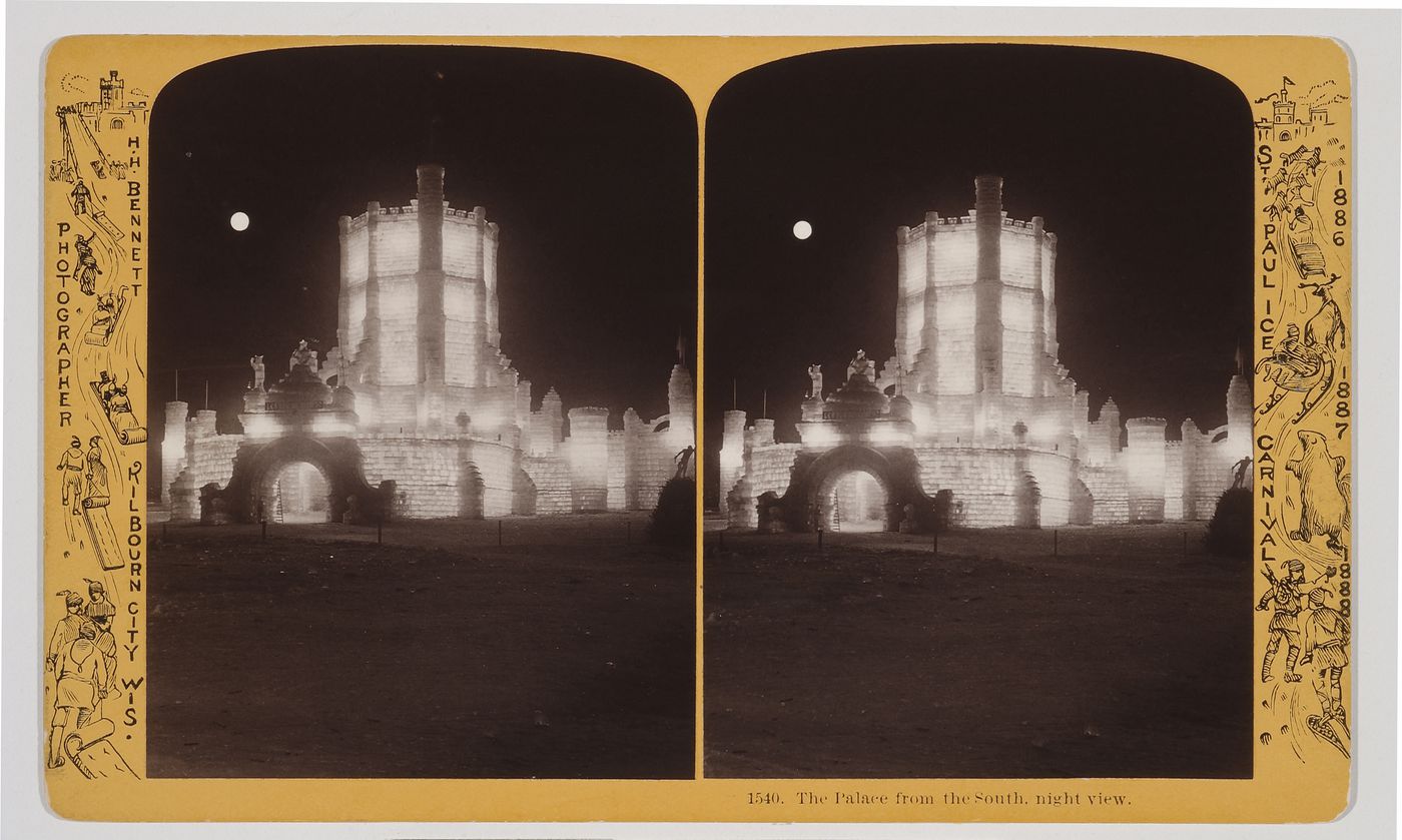 1540. The Palace from the South, night view. St. Paul Ice Carnival, 1886, 1887, 1888