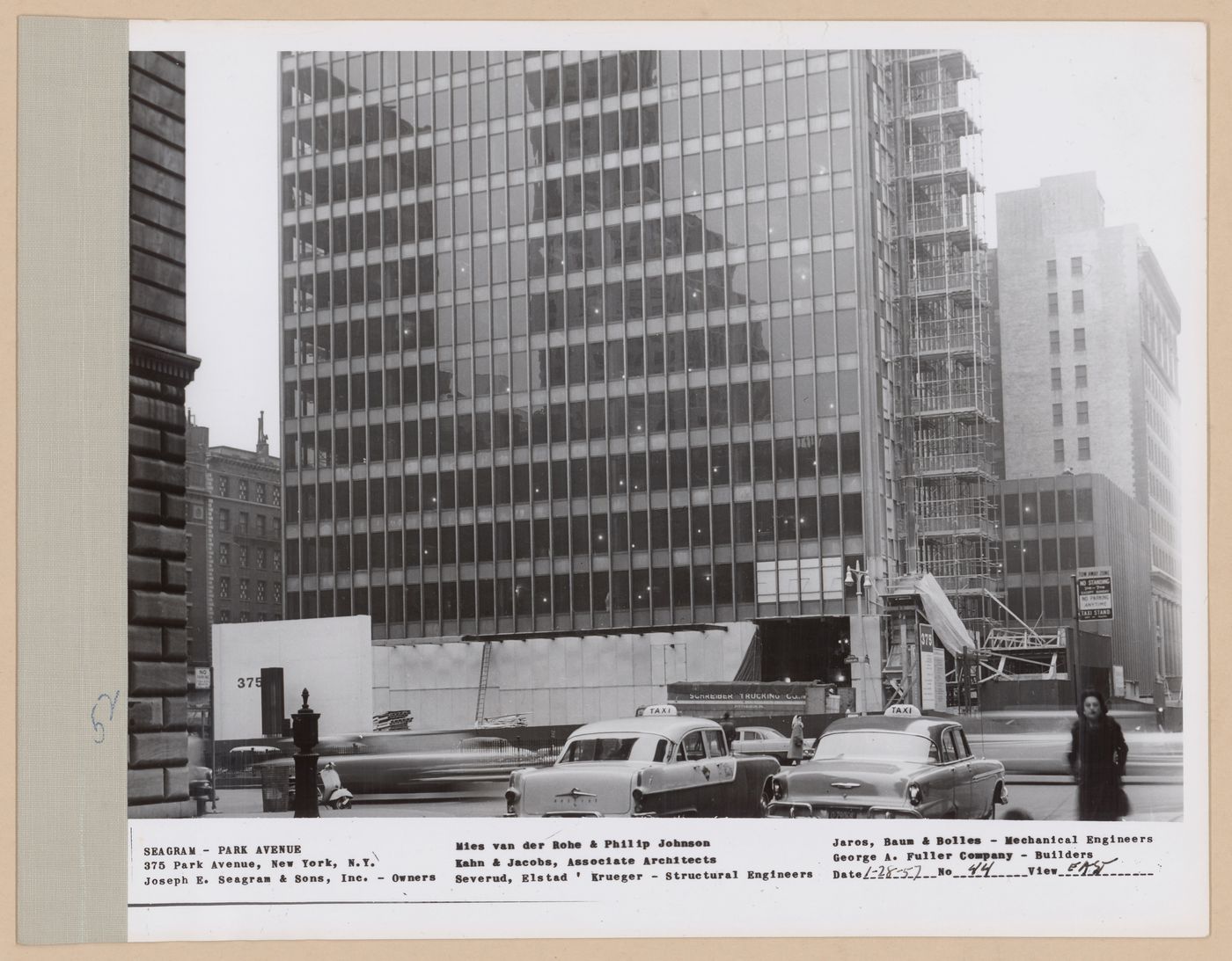 Seagram building under construction, 375 Park avenue, New York, N.Y., east view