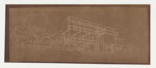 Perspective for Villa Palicka showing the first stage of design, Prague, Czechoslovakia (now Czech Republic)