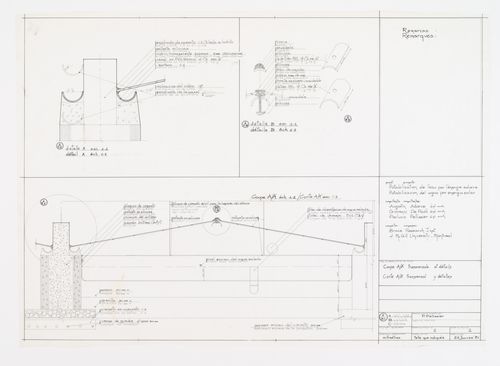 Coupe transversale et détails, Distillateur d'eau saumâtre, Punta Canoas, Colombie