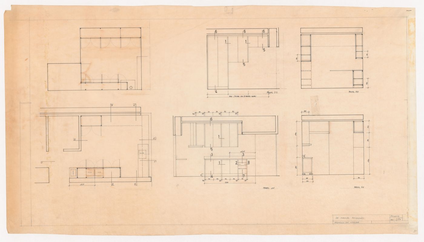 Plans for kitchen cabinets for Casa Manuel Magalhães, Porto