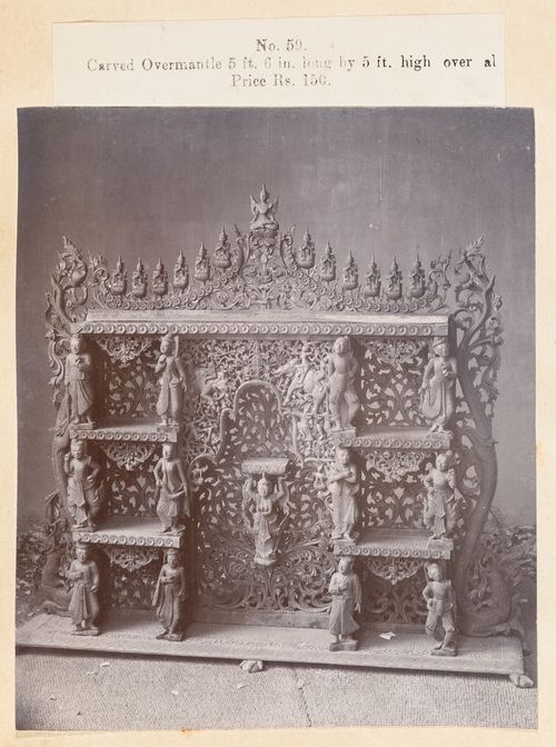 View of an overmantel, F. Beato Limited, C Road, Mandalay, Burma (now Myanmar)