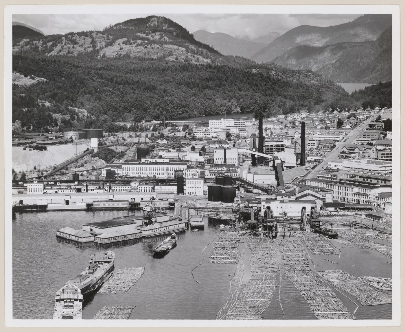Powell River with giant pulp mill of Macmillan Bloedel and Powell River Co., British Columbia