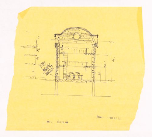 Design development drawing for University of Miami, New School of Architecture