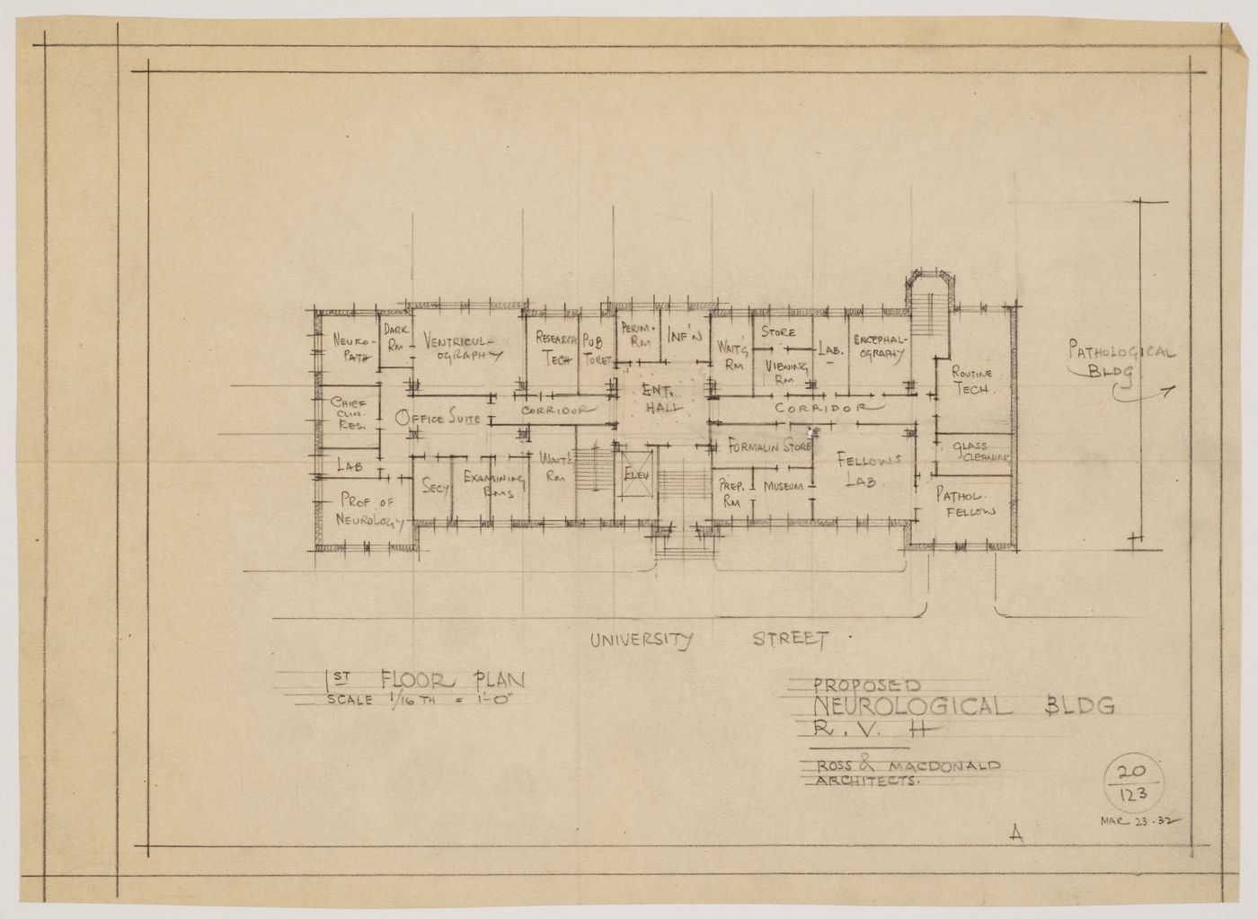 Montréal Neurological Institute, Montréal, Québec: first floor plan