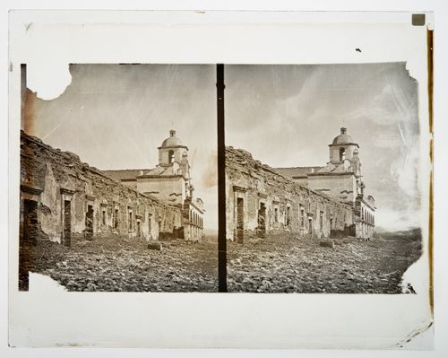 Stereograph of the Cells of the Padres, Mission San Luis Rey de Francia, Oceanside, California, United States of America
