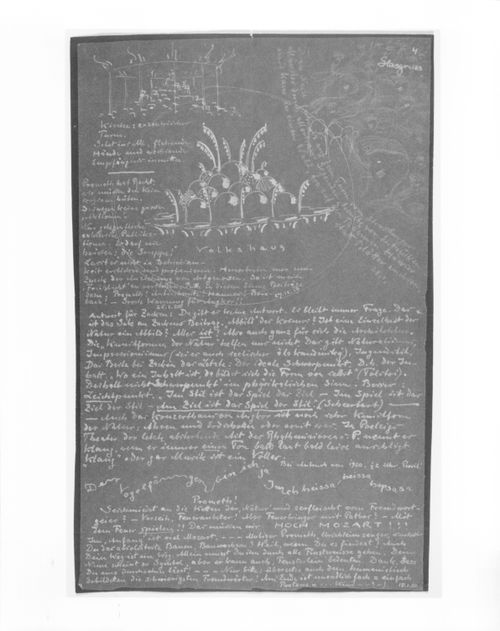 Illustrated letter with a drawing by Bruno Taut