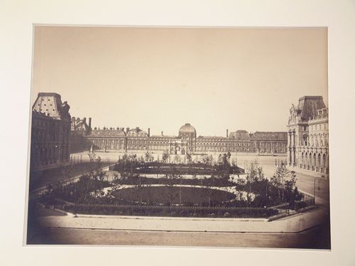 View of Place du Carousel, looking toward Arc du Triomphe and Tuileries, from a great distance, Paris, France