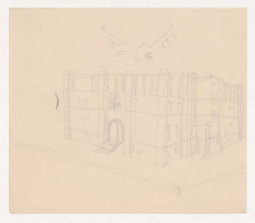 Perspective sketch and sketch plan of a building