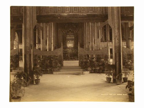 Interior view of the Lily Throne Room inside a pagoda, Mandalay, Burma (now Myanmar)