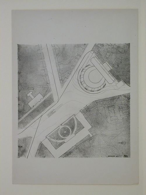Photograph of a site plan for a Red Army Theater, Moscow