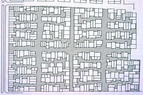 Unidentified site plan showing plots layout used for the Human Settlement Training Package "Package 1: Planning guidelines"