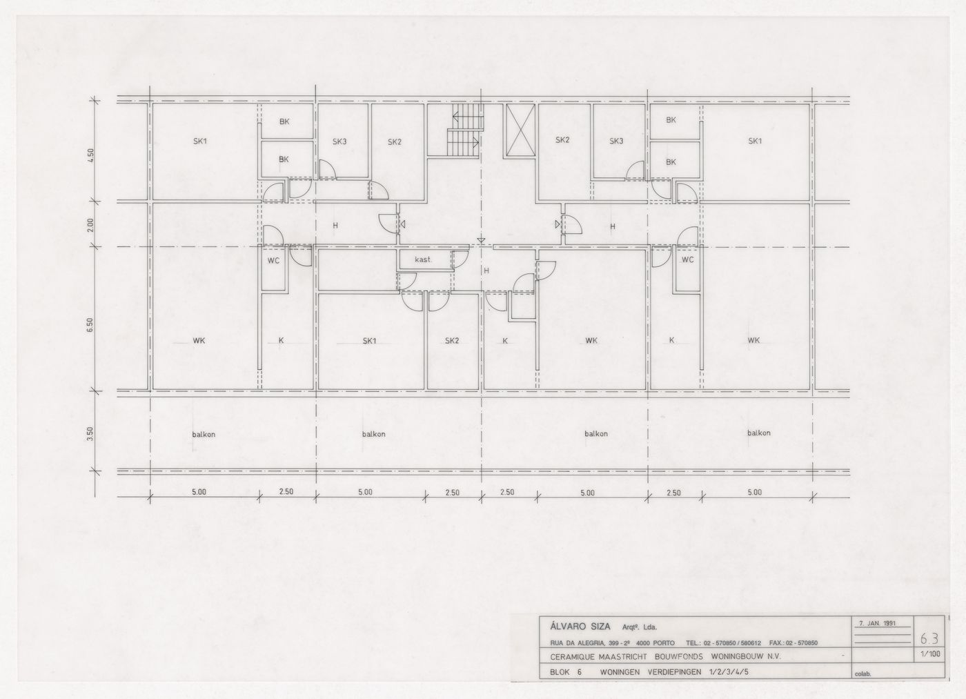 Floor plan for Ceramique Terrein Blocos de habitação e escritórios, Maastrich, the Netherlands