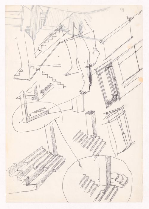 Sketches of doors, staircases, and feet for Galeria do Antiquário, Campo Alegre, Porto, Portugal