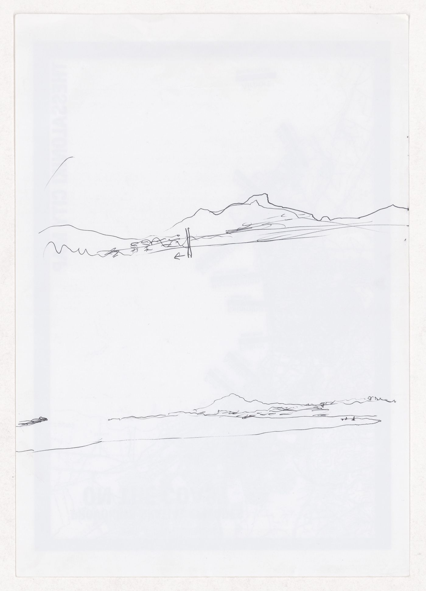 Sketches for Cais de embarque para european architects, Salonica, Greece; verso: Thessaloniki city map for Cais de embarque para european architects, Salonica, Greece