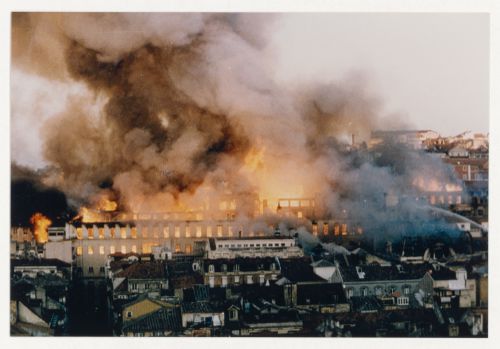 View of fire that broke out August 25, 1988, at Chiado, Lisbon, from Álvaro Siza's project file "Reconstruction of the Chiado area, Lisbon, Portugal"