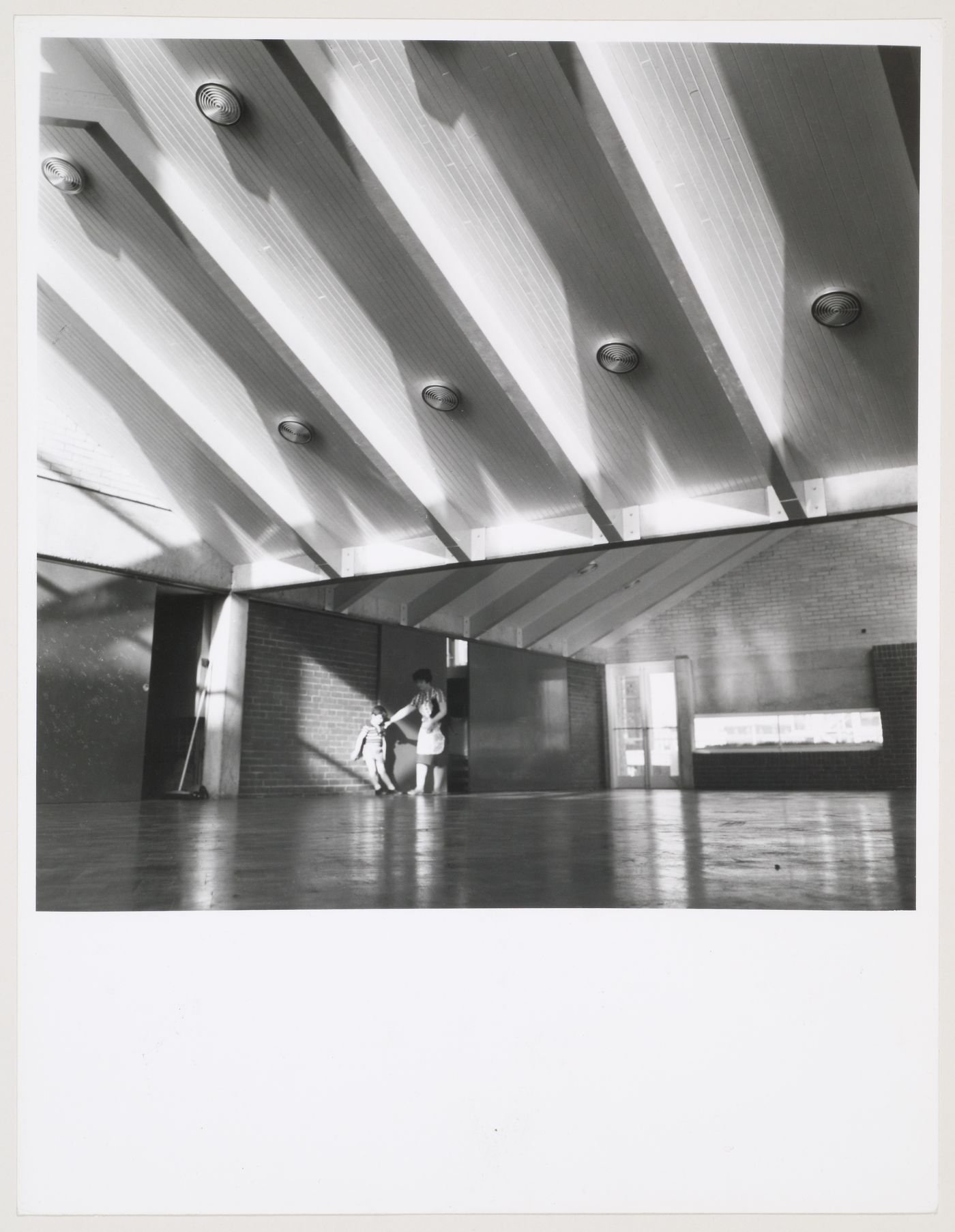 Interior view of Assembly Hall, Brunswick Park Primary School, London, England