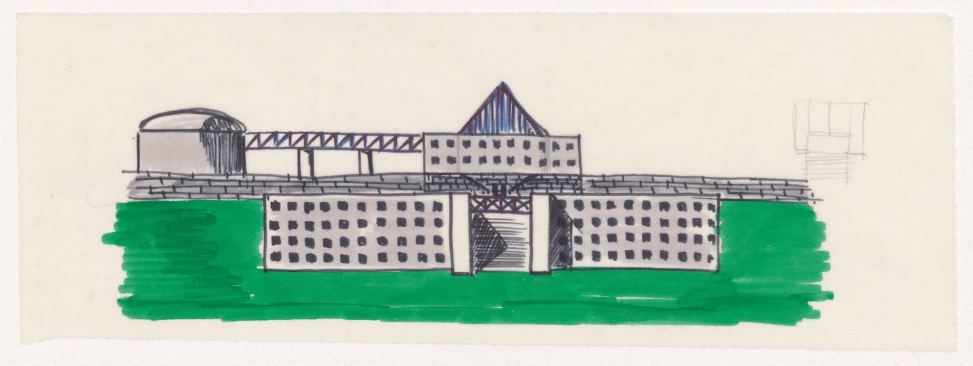 Sketch elevation for Casa dello studente, Trieste, Italy