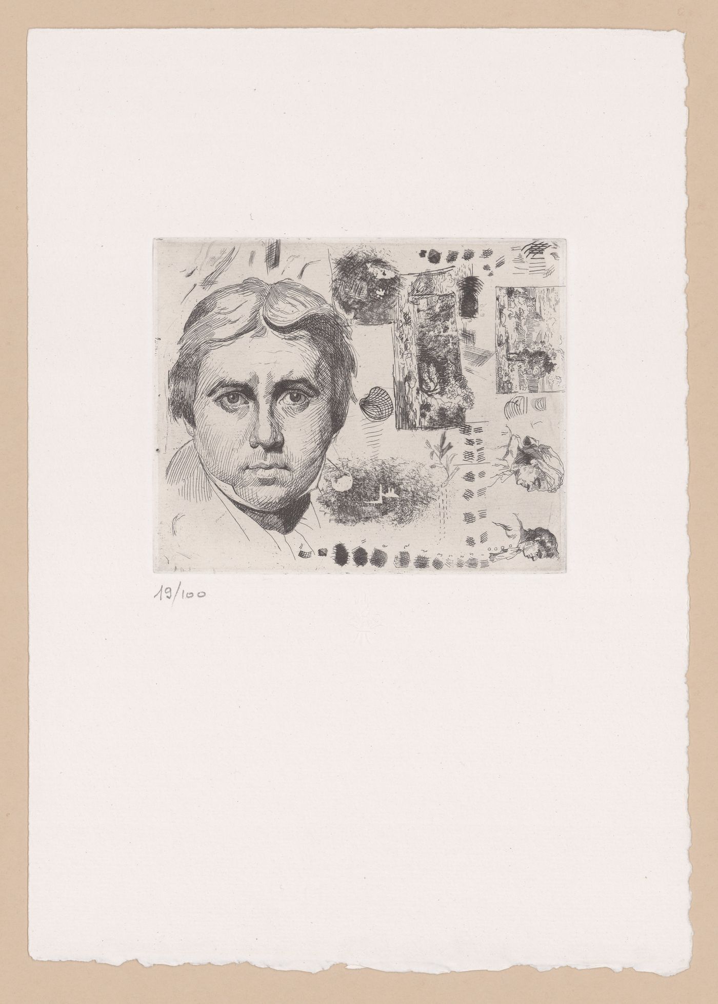 Etching of a portrait of Ingres