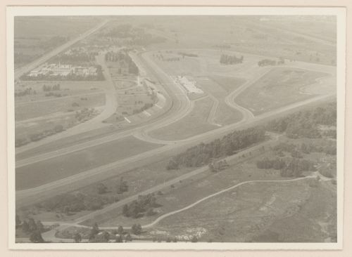 Aerial view of racetrack Autodromo de ciudad de Flores, Buenos Aires, Argentina