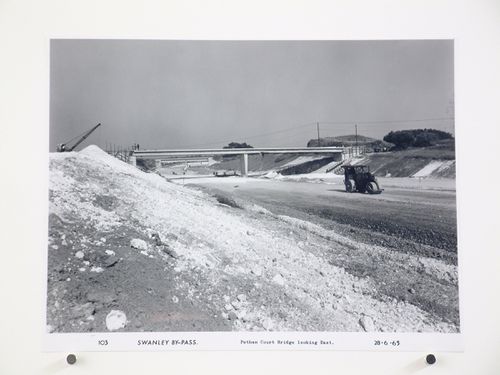 View of Petham Court Bridge looking east, during construction of the Swanley Bypass, England