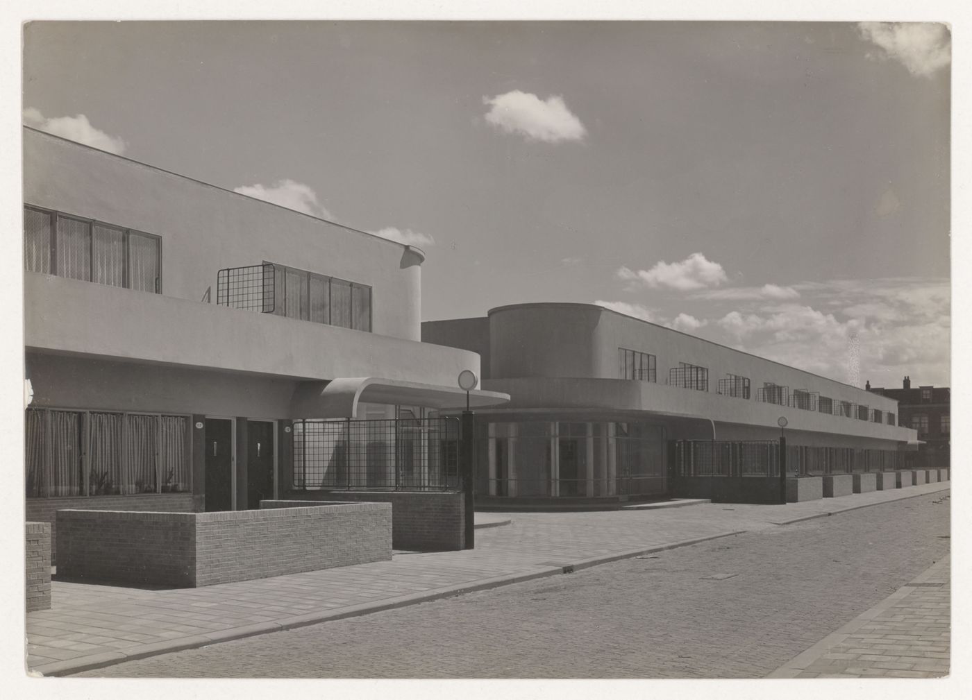 View of the principal façade of industrial row houses, Hoek van Holland, Netherlands