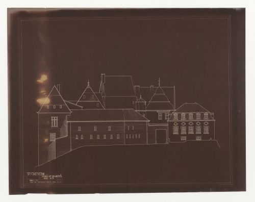 West elevation for an addition to an existing building, possibly a school, Limburg an der Lahn, Germany