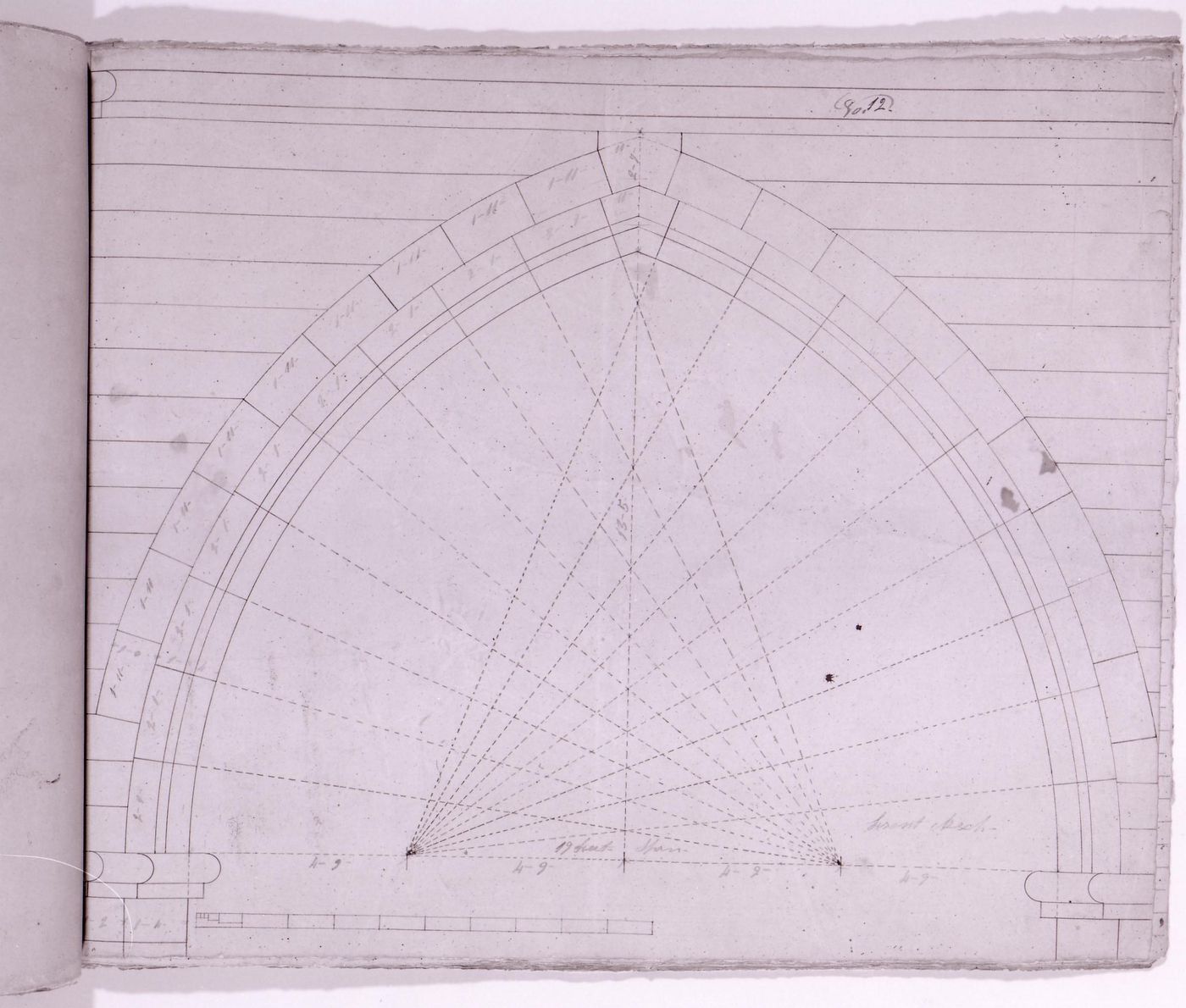 Elevation for masonry mouldings for the tower windows for Notre-Dame de Montréal