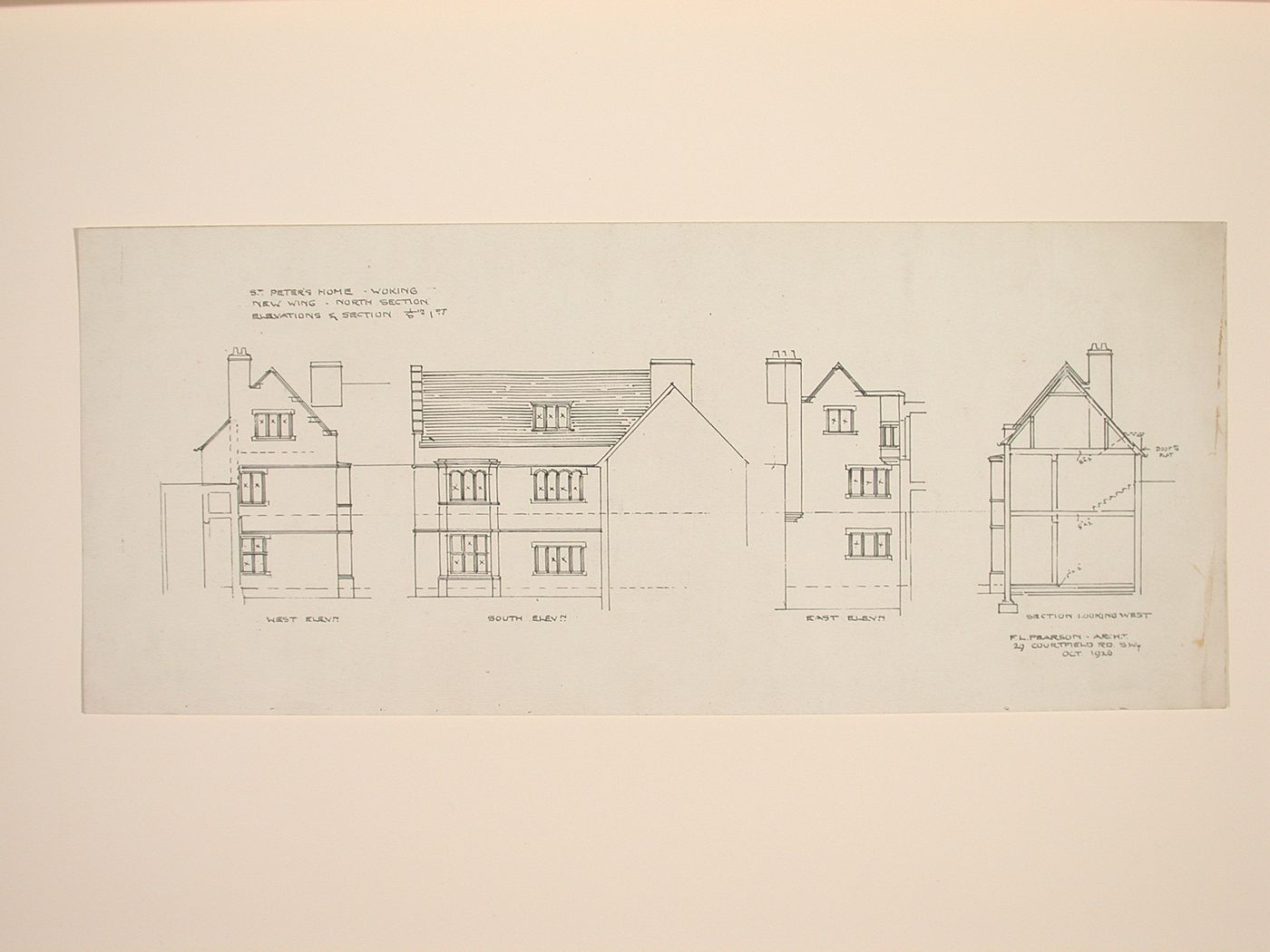 St. Peter's Home, Woking: Elevations and sections for the north portion of the new wing