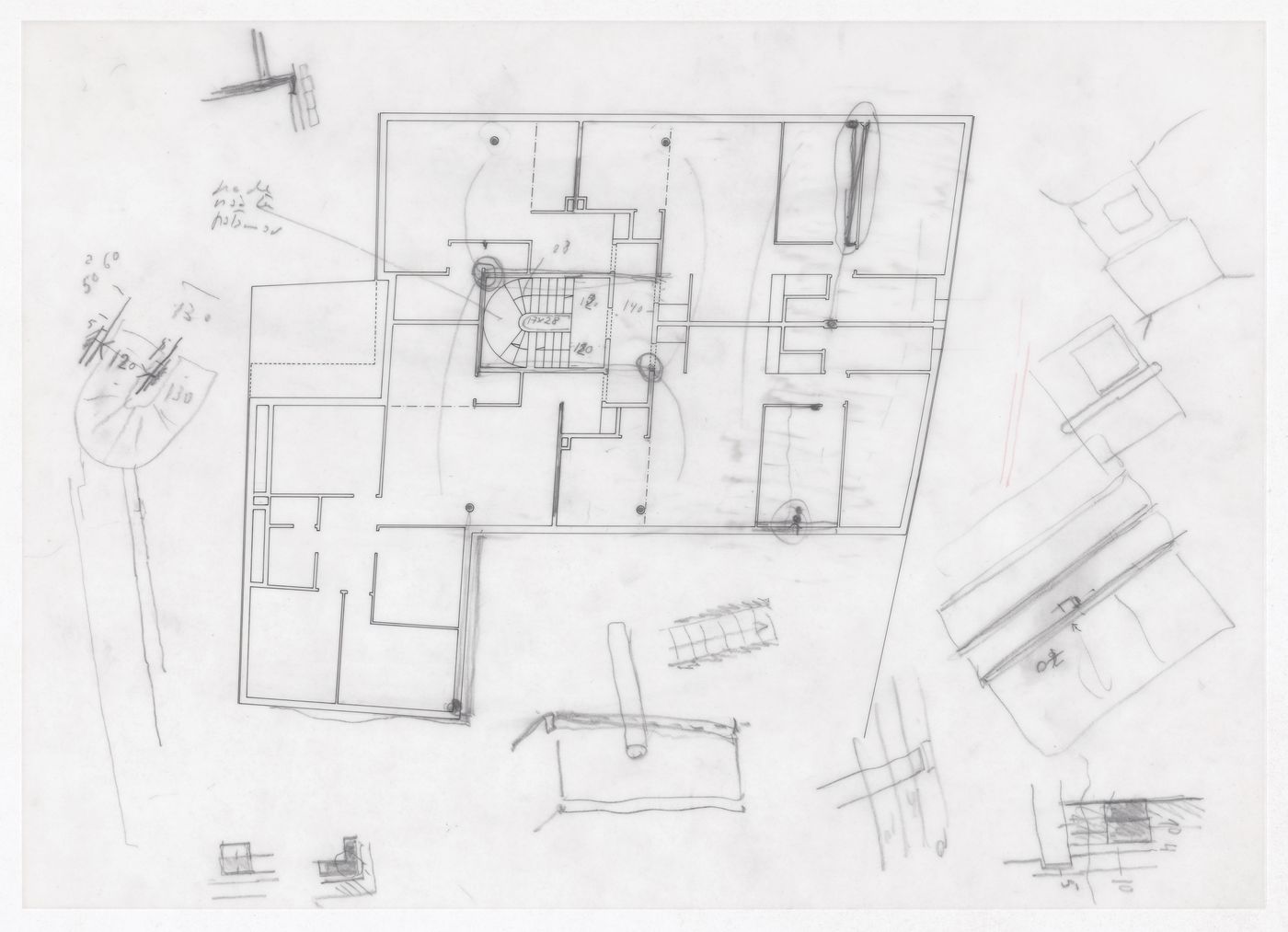 Floor plans and sketch details for Edificio de Habitaçäo Montreuil (Hamo), Montreuil, France