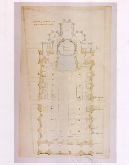 Ground floor plan for the interior design by Patrick Charles Keely for Notre-Dame de Montréal