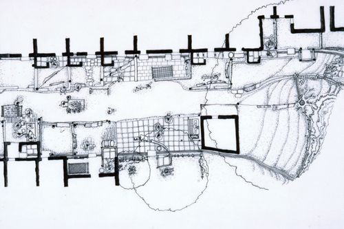 Plan of street and houses outdoor spaces used for the Human Settlement Training Package "Package 1: Planning guidelines"